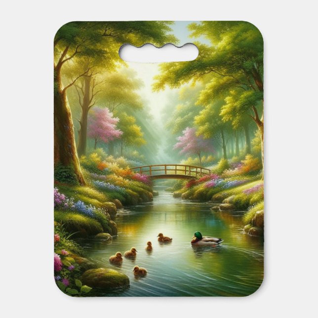 Spring brook with ducks/flowers seat cushion (Front Vertical)