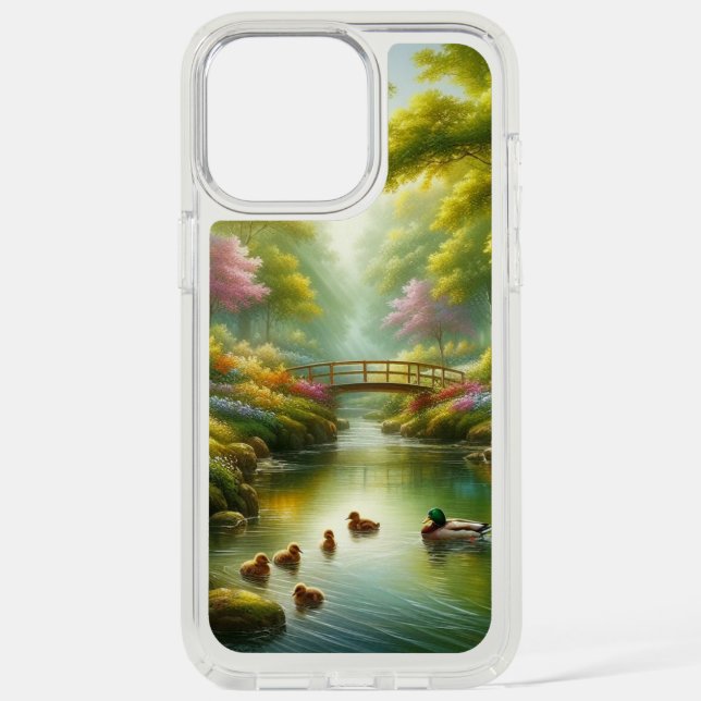 Spring brook with ducks/flowers speck iPhone case (Front)