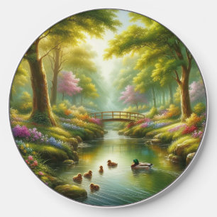 Spring brook with ducks/flowers wireless charger 