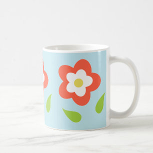 Spring Bubble Flowers (on Blue) Coffee Mug