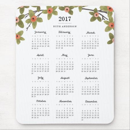 Spring Buds 2017 Calendar Mouse Pad