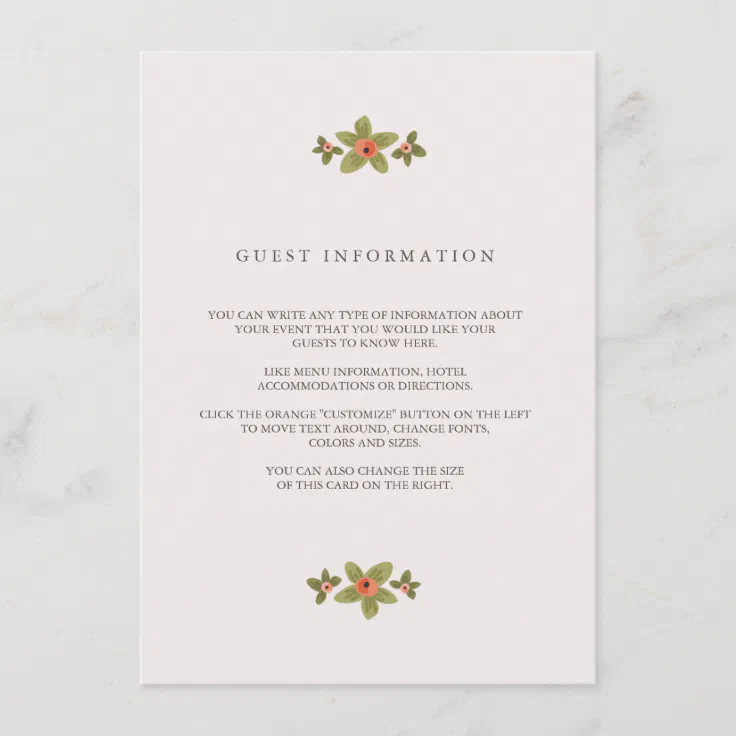 Spring Buds Wedding Insert Card | Zazzle