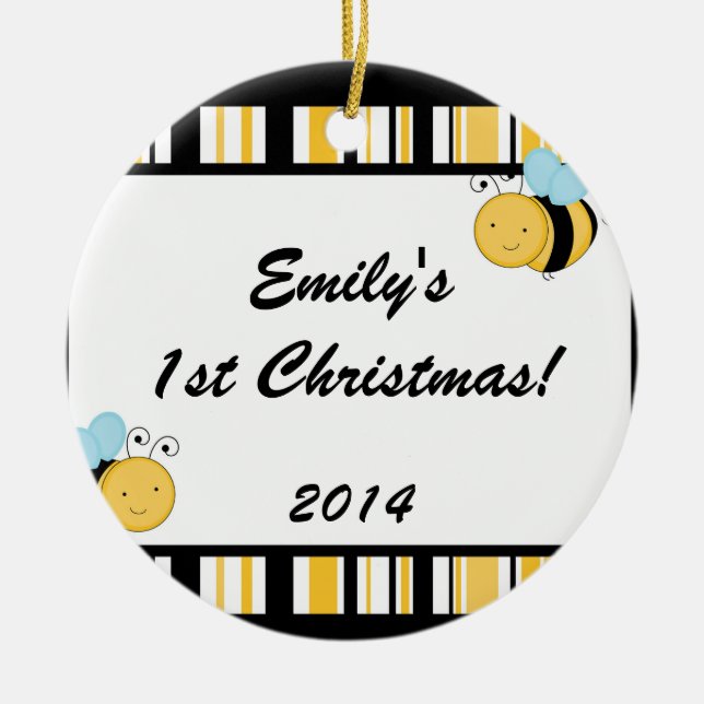 Spring Bumble Bee Personalized Name Ornament (Front)