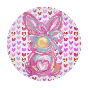 Spring bunnies and hearts cutting board