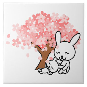 Spring Bunnies Ceramic Tile