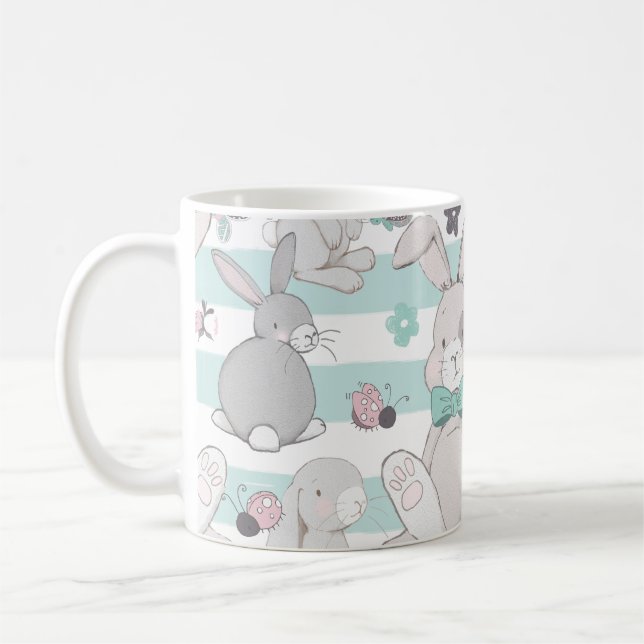 Spring bunnies pattern coffee mug (Left)