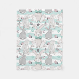 Spring bunnies pattern fleece blanket