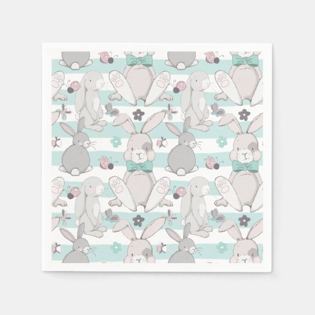 Spring bunnies pattern napkins (Front)