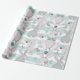 Spring bunnies pattern wrapping paper