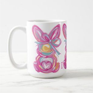 Spring bunnies personalized with an initial coffee mug