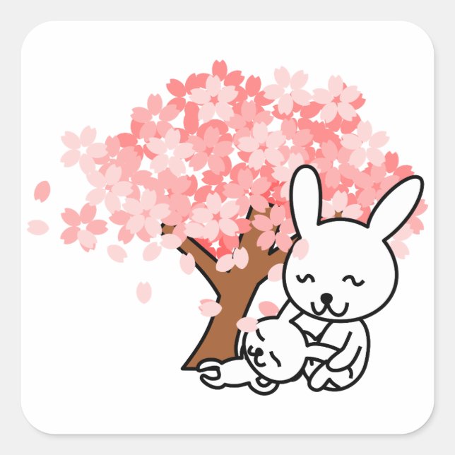 Spring Bunnies Square Sticker (Front)