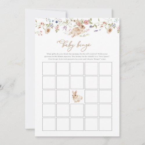 Spring Bunny Baby Shower Game Baby Bingo Game