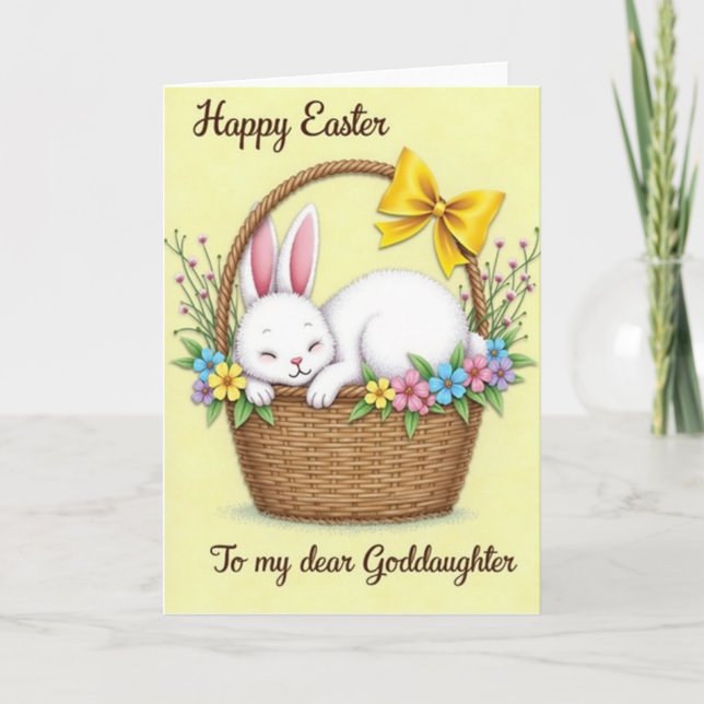 Spring Bunny Basket Greeting Card (Front)