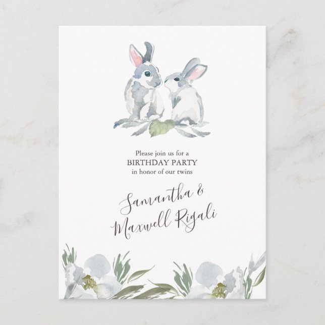 Spring Bunny Birthday Invitation Postcard (Front)