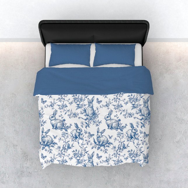 Spring Bunny Blue Chinoiserie Bed Duvet Cover (Spring Bunny Blue Chinoiserie Bed Duvet Cover)