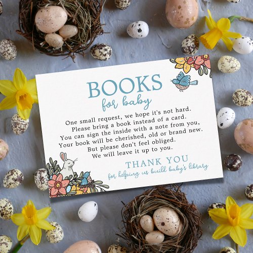 Spring Bunny Books for Baby Shower Enclosure Card