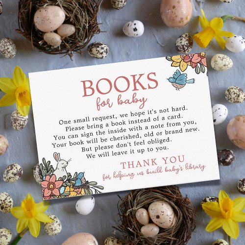 Spring Bunny Books for Baby Shower Enclosure Card