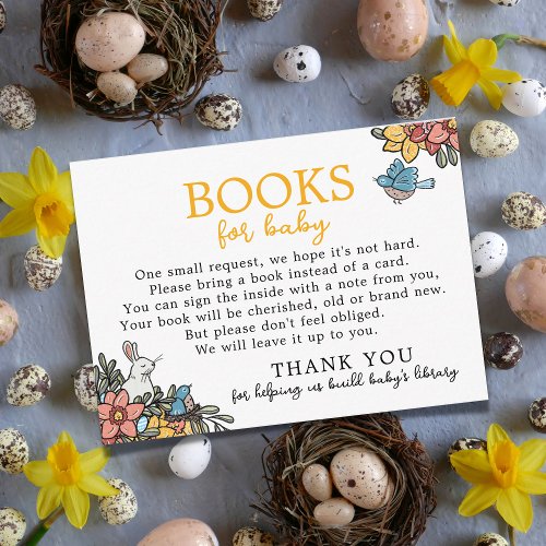 Spring Bunny Books for Baby Shower Enclosure Card