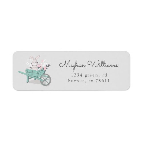 spring bunny chalk floral cute return address label