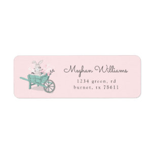 spring bunny chalk floral cute return address label