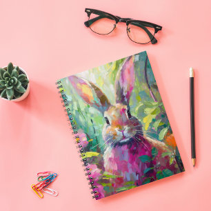 Spring Bunny Colorful Modern Abstract Art Notebook
