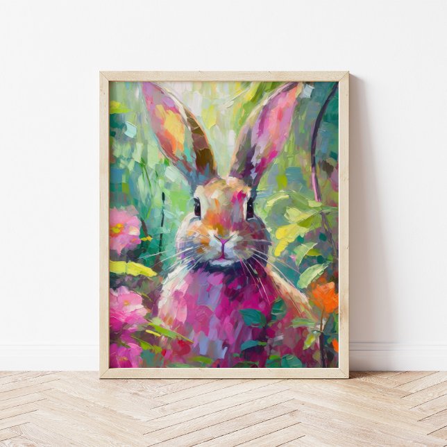 Spring Bunny Colorful Modern Abstract Art Poster (Creator Uploaded)