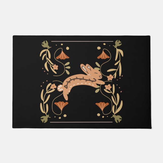 Spring Bunny Cute Scandinavian Style  Doormat (Front)
