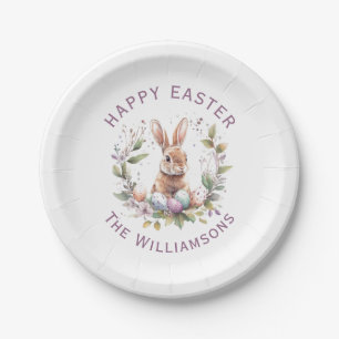 Spring Bunny Easter Egg Wreath Personalized Paper Plates