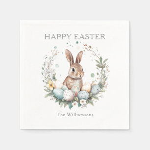 Spring Bunny Easter Eggs Garland Personalized Napkins