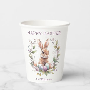 Spring Bunny Easter Eggs Wreath Personalized Paper Cups