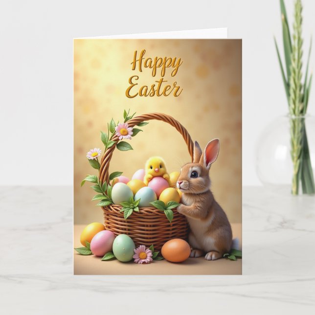 Spring Bunny Eggs Scene Card (Front)