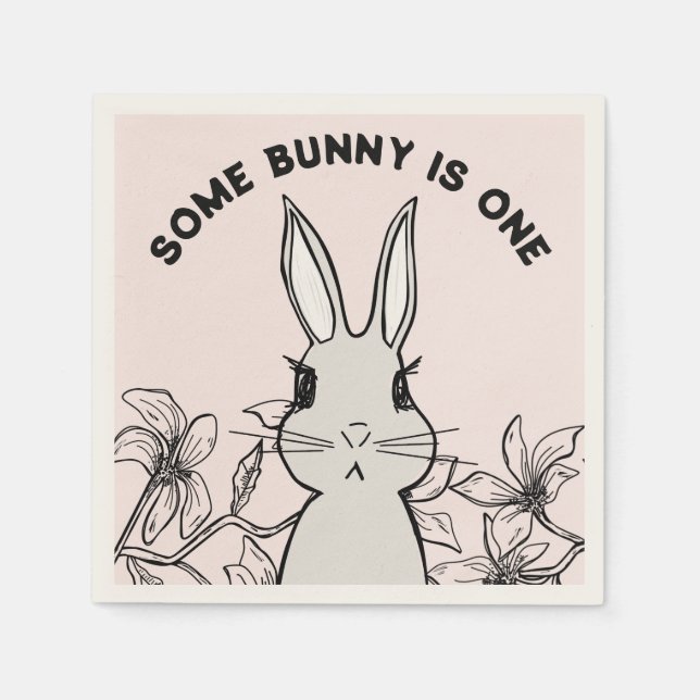 Spring Bunny First Birthday Napkins (Front)