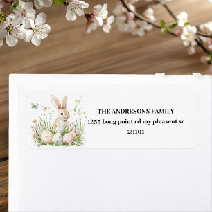 Spring Bunny & Floral Easter Label