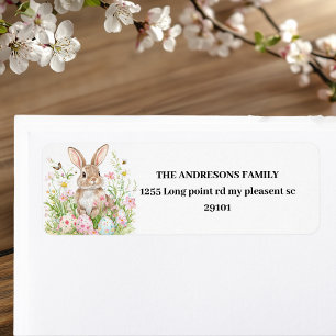 Spring Bunny & Floral Personalized Easter Label