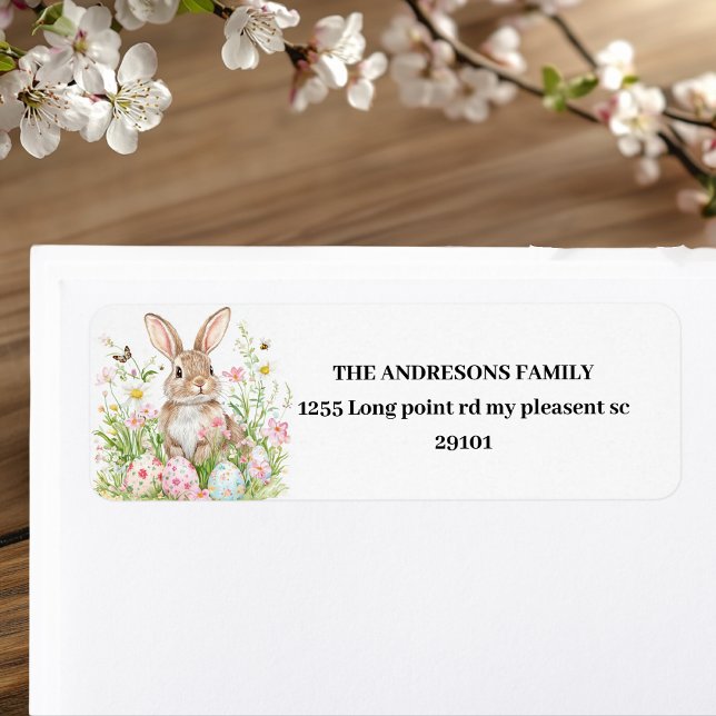 Spring Bunny & Floral Personalized Easter Label (Creator Uploaded)