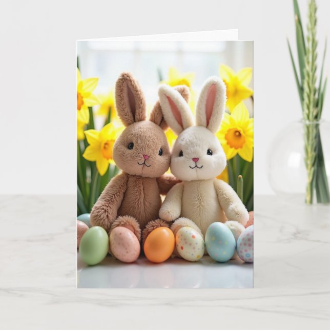 Spring Bunny Friends Greeting Card (Front)