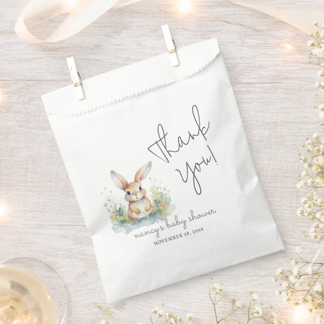 Spring Bunny Gender Neutral Thank You Favor Bag (Clipped)