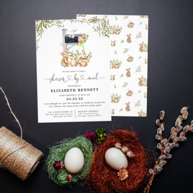 Spring Bunny Greenery | Baby Shower by Mail Invitation (Creator Uploaded)