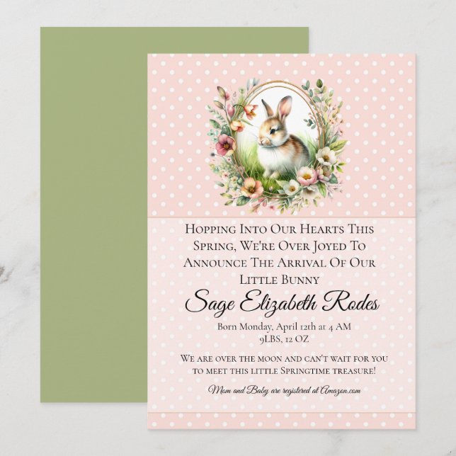 Spring Bunny Invitation (Front/Back)