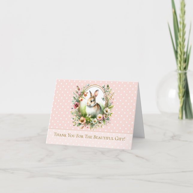 Spring Bunny Letterpress Thank You Card (Front)