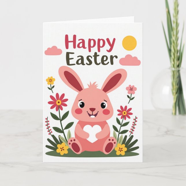 Spring Bunny Love Greeting Card (Front)