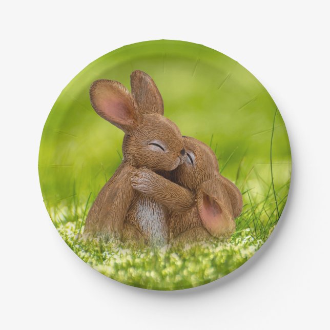 Spring Bunny Lovers Paper Plates (Front)
