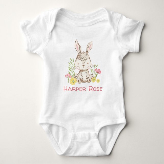 Spring Bunny - Personalized Baby Bodysuit (Front)