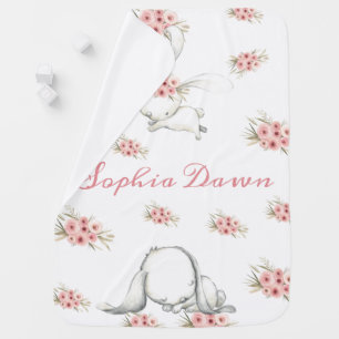 Spring Bunny Personalized Name Baby Blanket