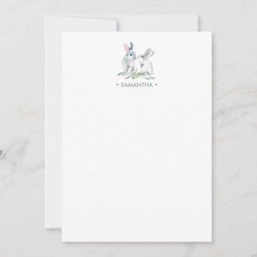 Spring Bunny Personalized Stationery Note Card