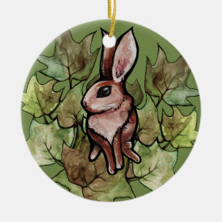 Spring Bunny Rabbit Nature Ivy                     Ceramic Ornament