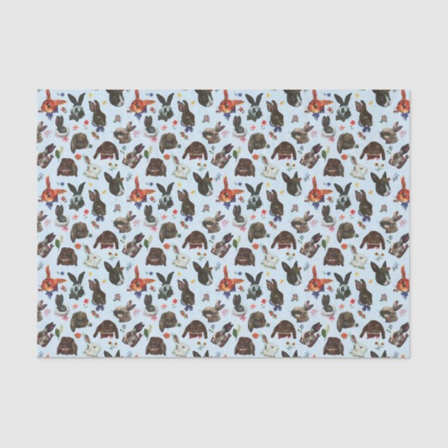 Spring Bunny Rabbits Forest Floral Tissue Paper (Front)