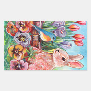 Spring Bunny Rectangular Sticker
