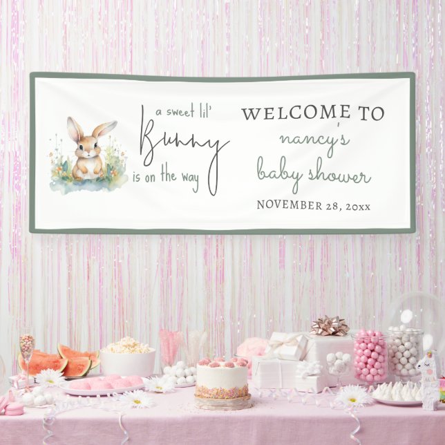 Spring Bunny Watercolor Baby Shower Welcome Banner (Party)