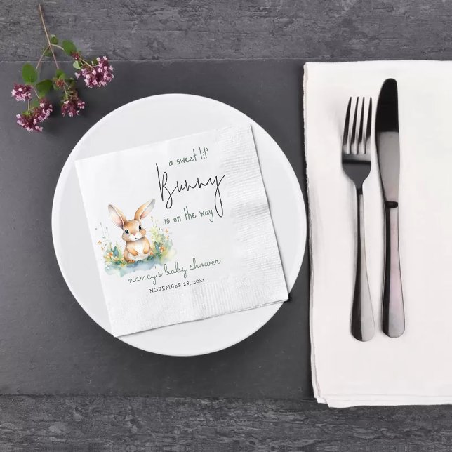 Spring Bunny Watercolor Neutral Baby Shower Napkins (Creator Uploaded)
